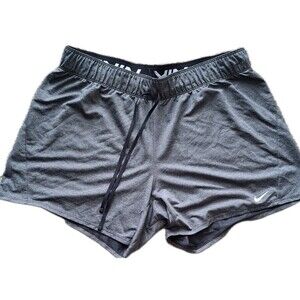Nike Dri Fit  Running Shorts Size Large Gray Logo Band Lightweight Activewear